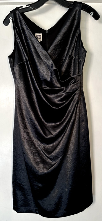 Anne Klein Dresses & Skirts - Anne Klein Vintage Black Satin Sleeveless Ruched Cocktail Dress Womens Size 8